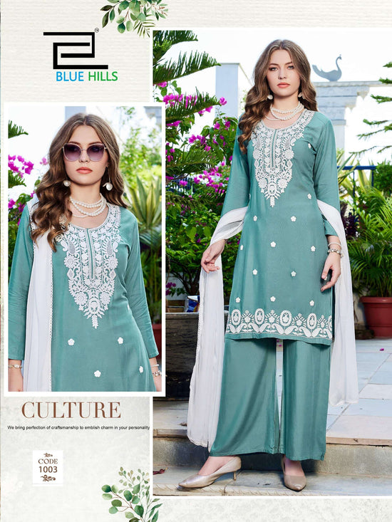 BLUE HILLS ZIVA VOL-3 Rayon Embroidery Salwar Suit Set