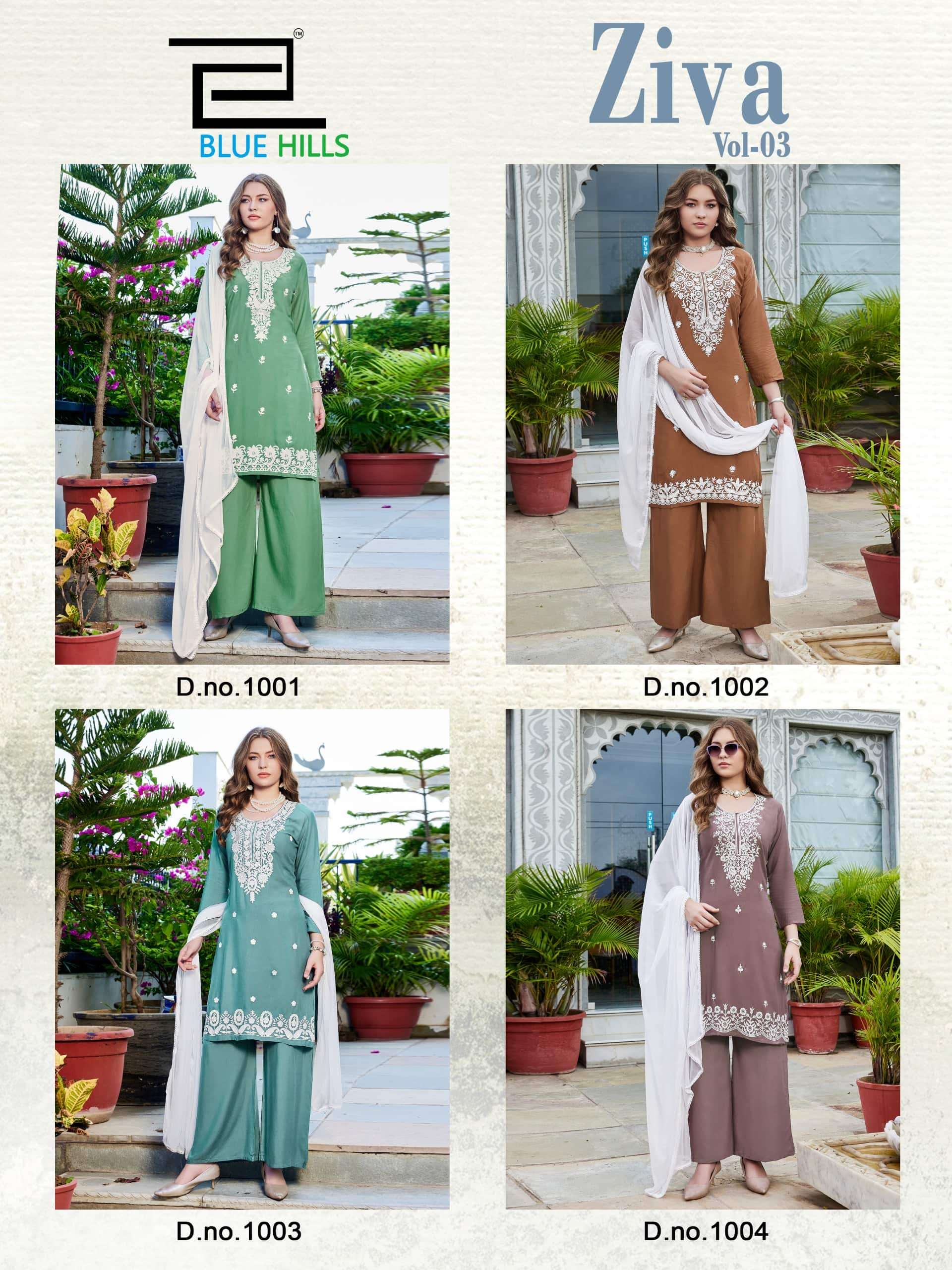BLUE HILLS ZIVA VOL-3 Rayon Embroidery Salwar Suit Set