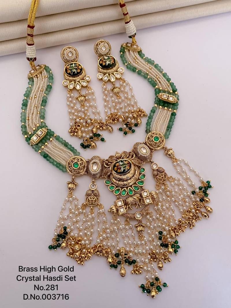 Brass High Gold Crystal Hasdi Set 4  🏷