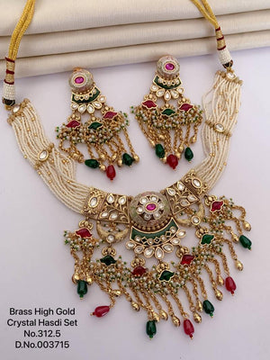 Brass High Gold Crystal Hasdi Set 5