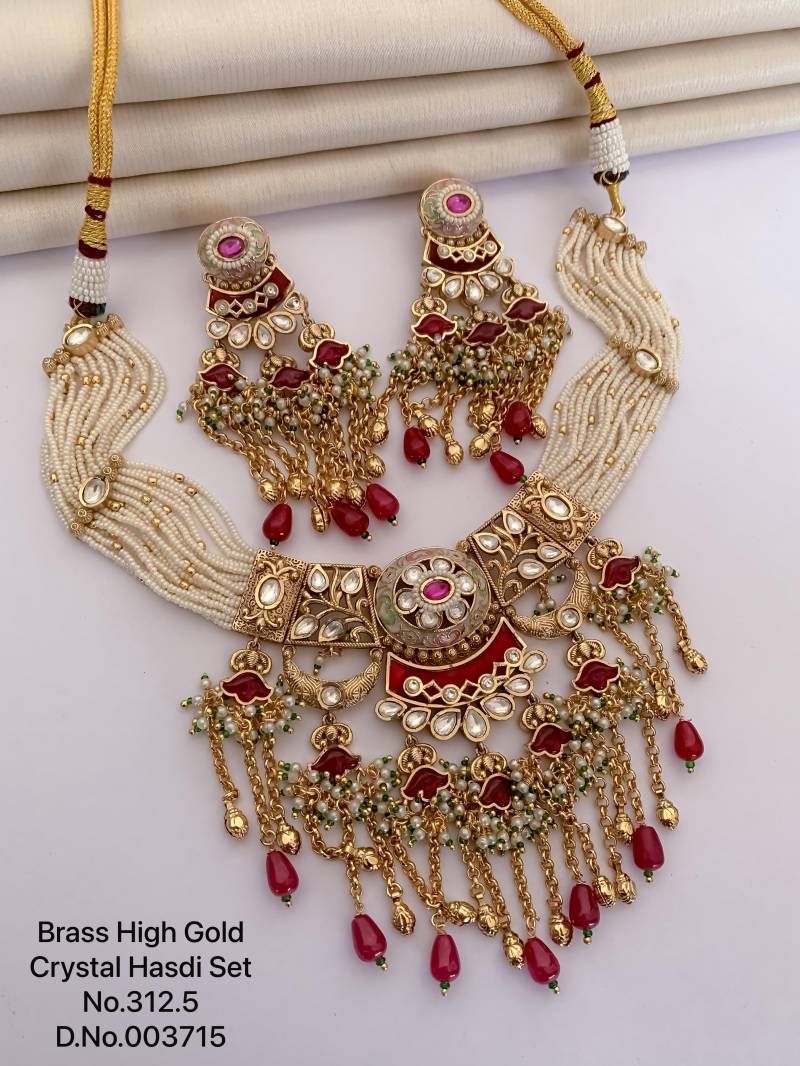 Brass High Gold Crystal Hasdi Set 5