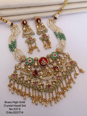 Brass High Gold Crystal Hasdi Set 6