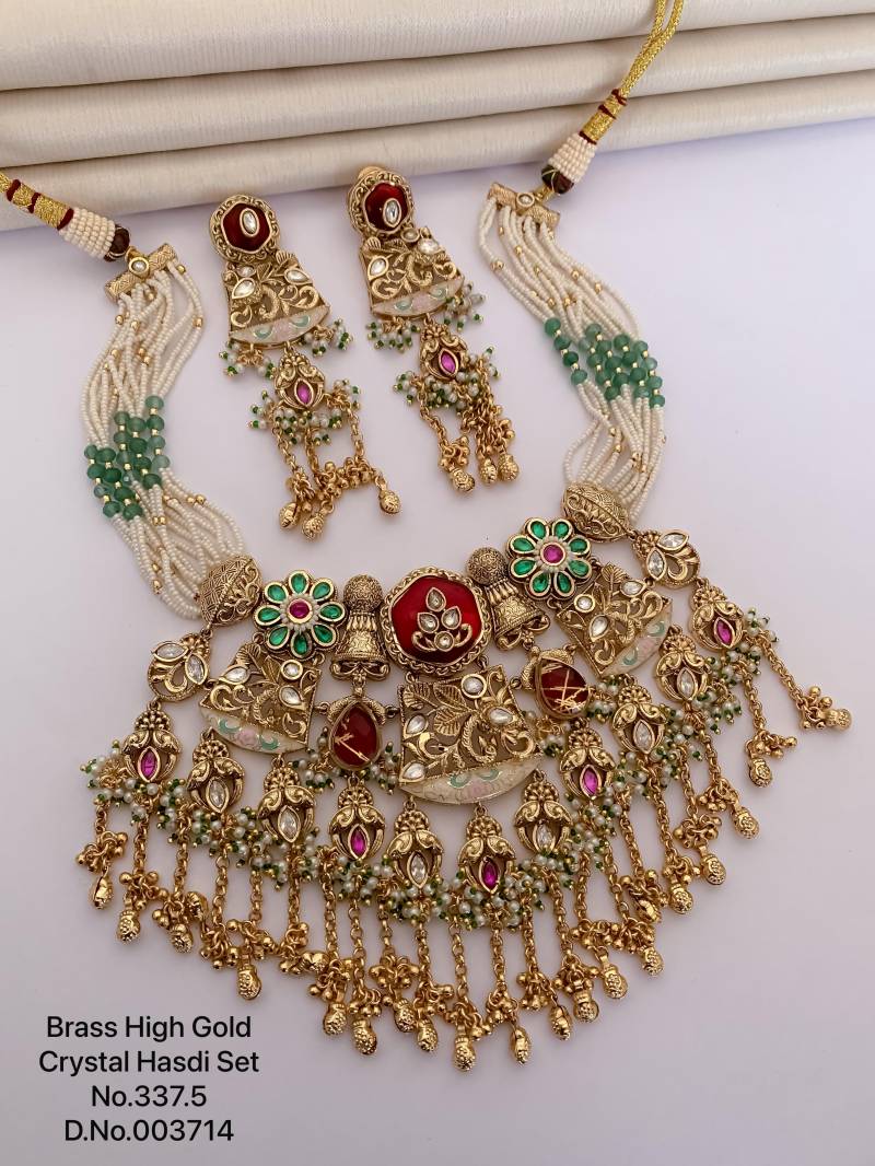 Brass High Gold Crystal Hasdi Set 6