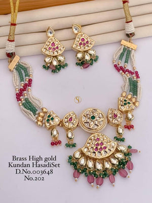 Brass High Gold Kundan Hasdi Set 4