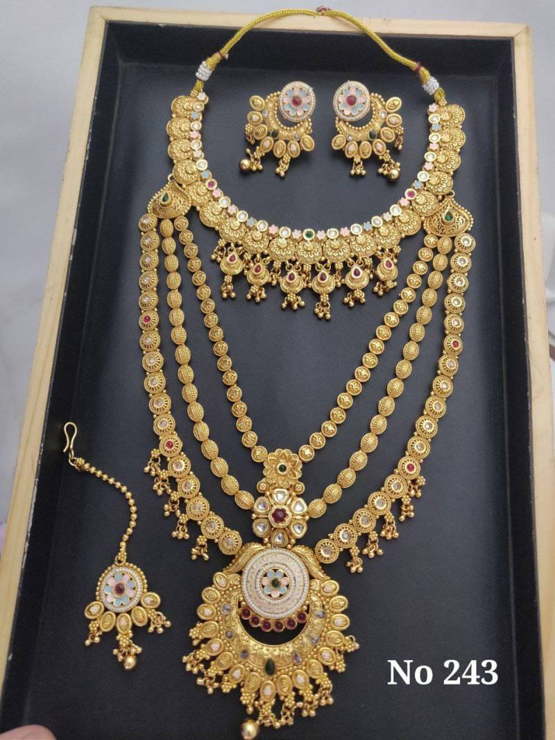 Brass High Gold Tanch Pleating Rani Set 3 - Amrah Wholesale