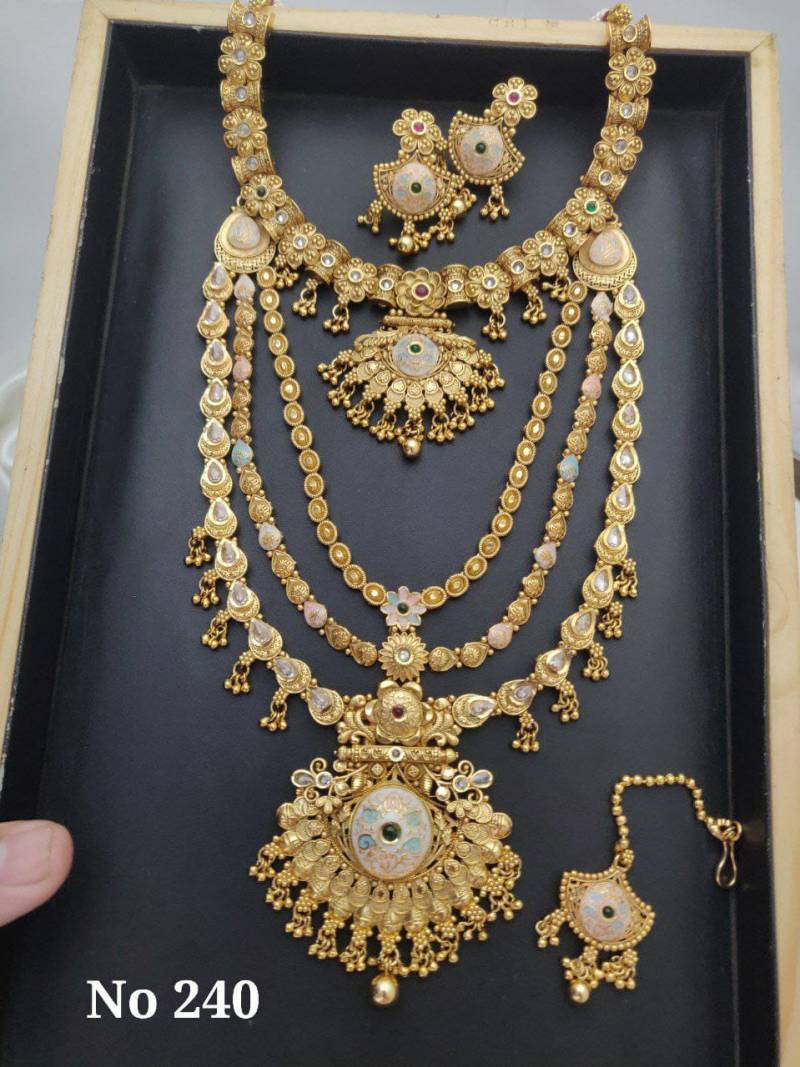 Brass High Gold Tanch Pleating Rani Set 3