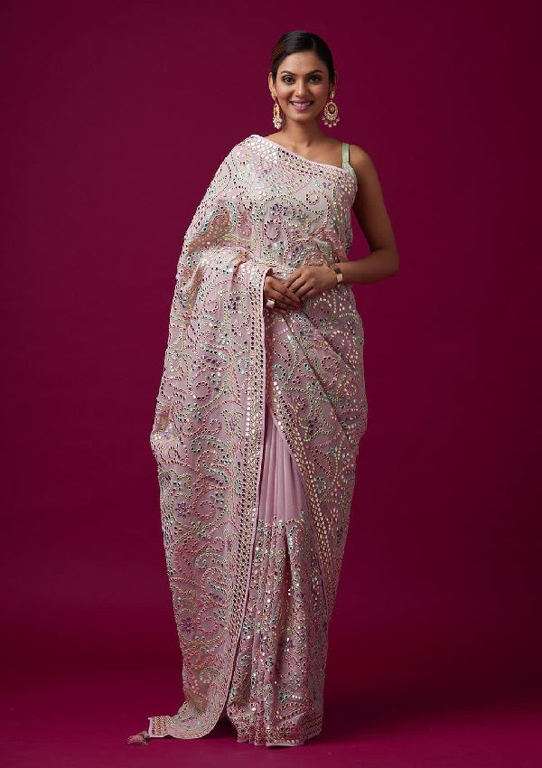 BT 440 Beautiful Vichitra Silk Embroidered Saree