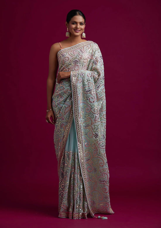 BT 440 Beautiful Vichitra Silk Embroidered Saree
