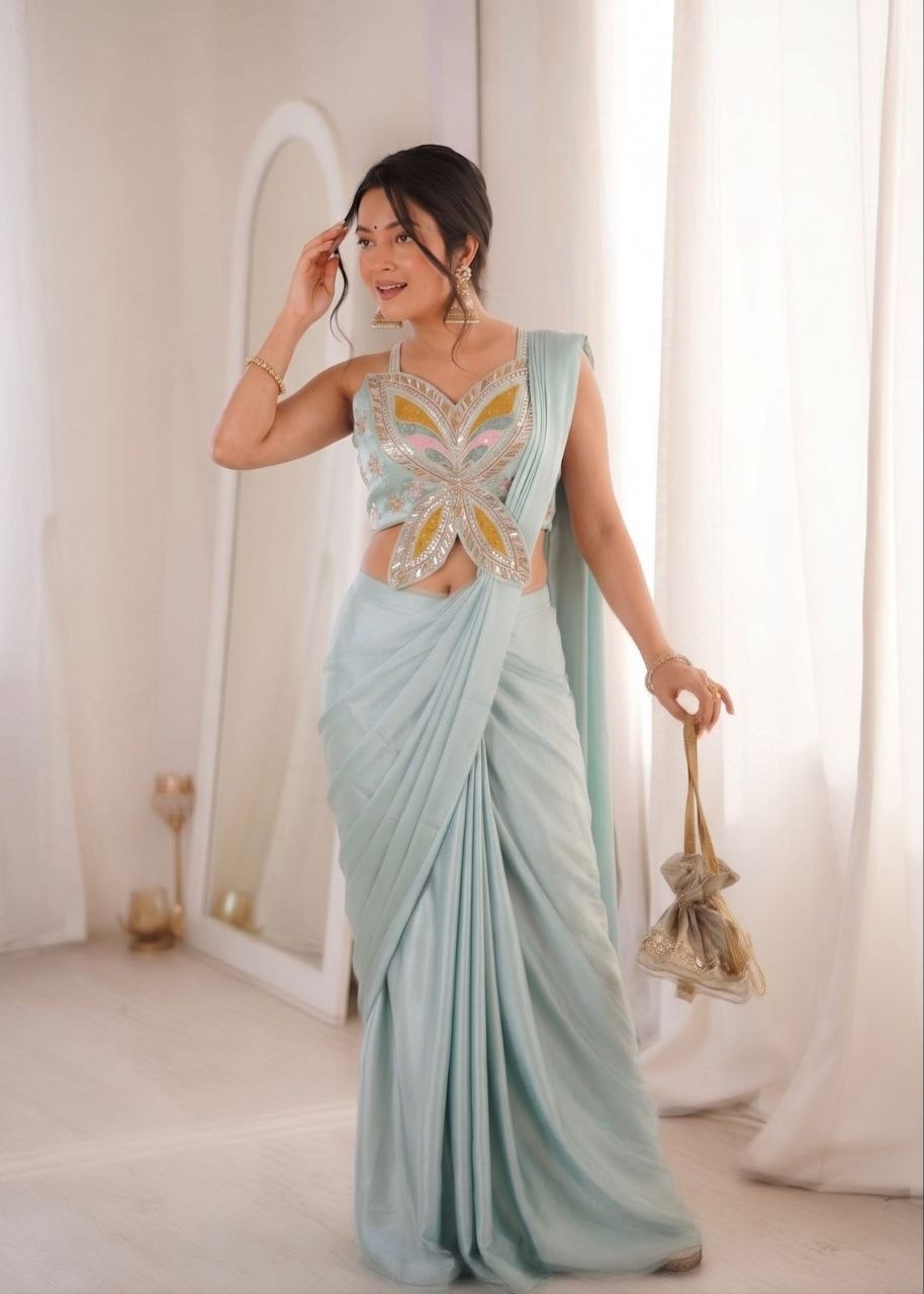 BT 7157 Crepe Silk Ready To Wear Saree