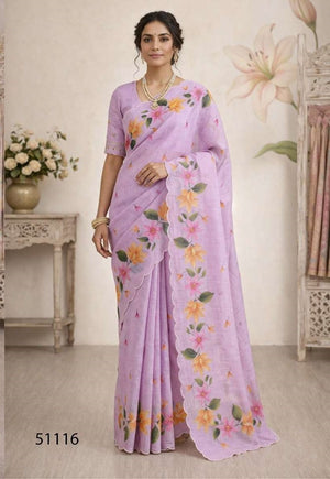 Bunawat Dashrangi Cotton Print Aari Work Saree