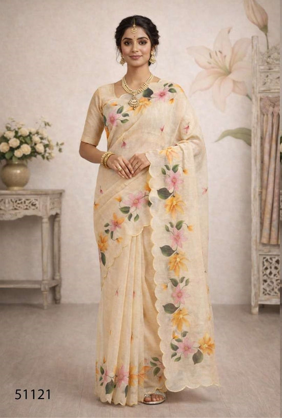 Bunawat Dashrangi Cotton Print Aari Work Saree