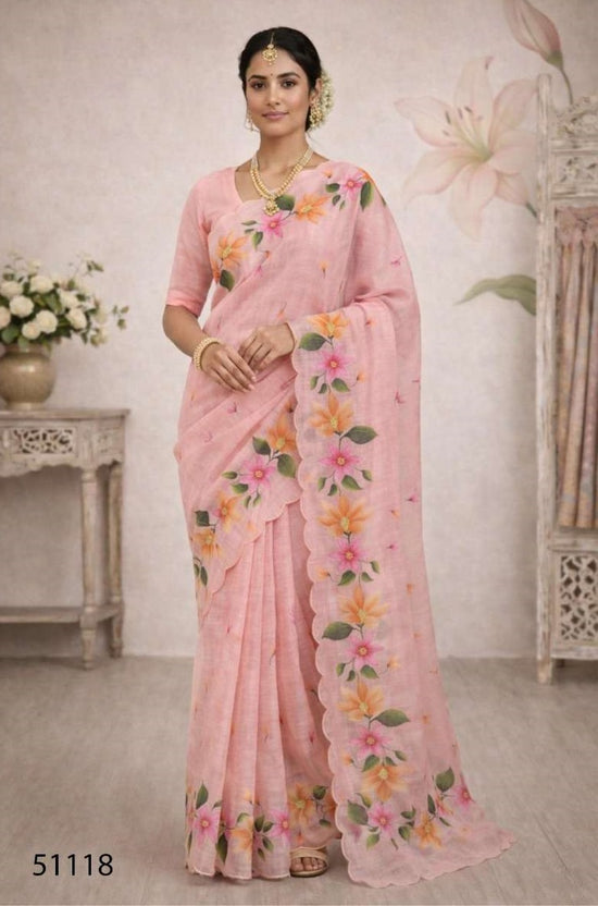 Bunawat Dashrangi Cotton Print Aari Work Saree