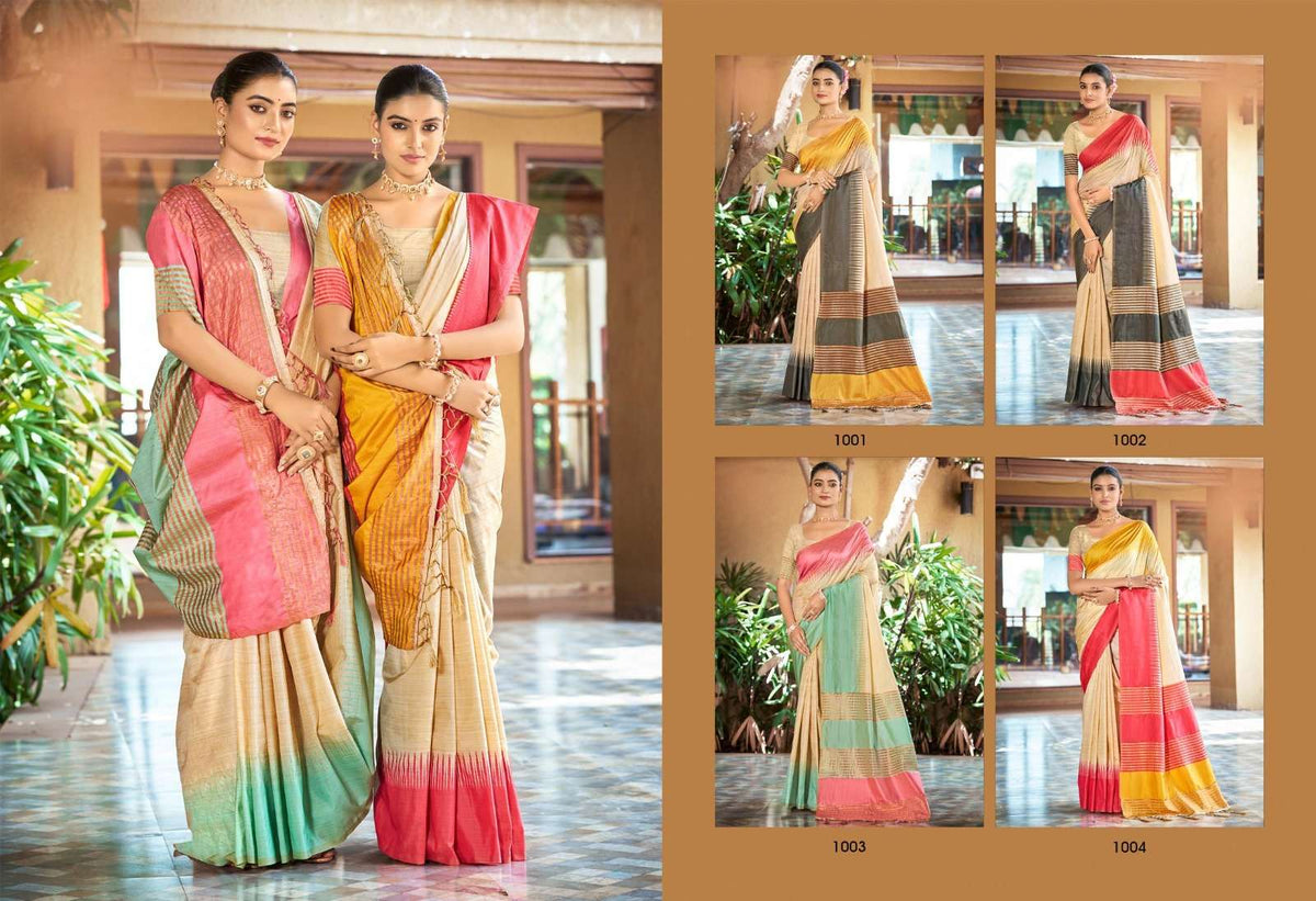 Bunawat Laving Silk Vol-2 1001 To 1004 Slub Silk Printed Saree