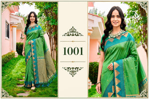 Bunawat Lichi Silk Festive Printed Saree Set