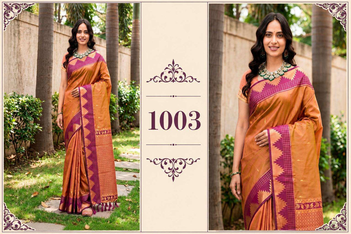 Bunawat Lichi Silk Festive Printed Saree Set