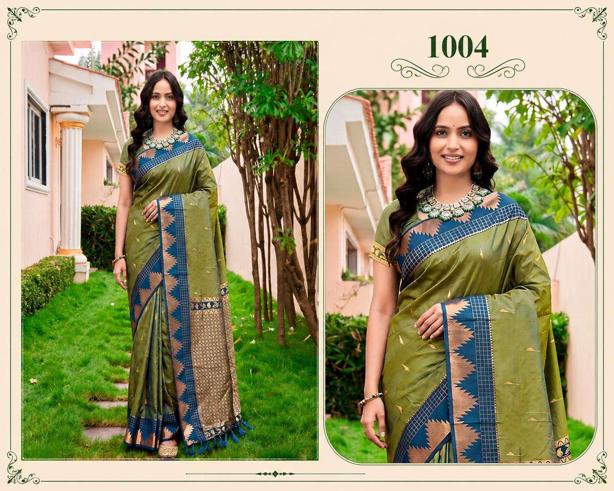 Bunawat Lichi Silk Festive Printed Saree Set