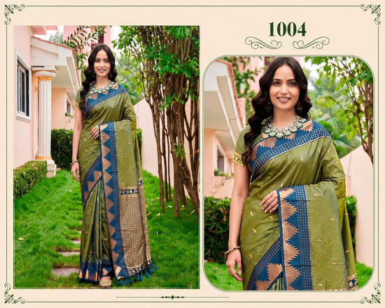 Bunawat Lichi Silk Festive Printed Saree Set