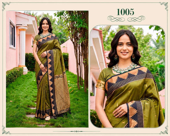 Bunawat Lichi Silk Festive Printed Saree Set