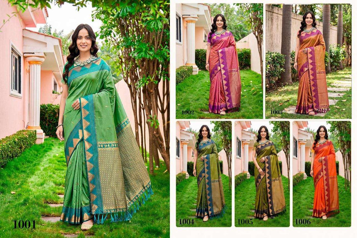 Bunawat Lichi Silk Festive Printed Saree Set