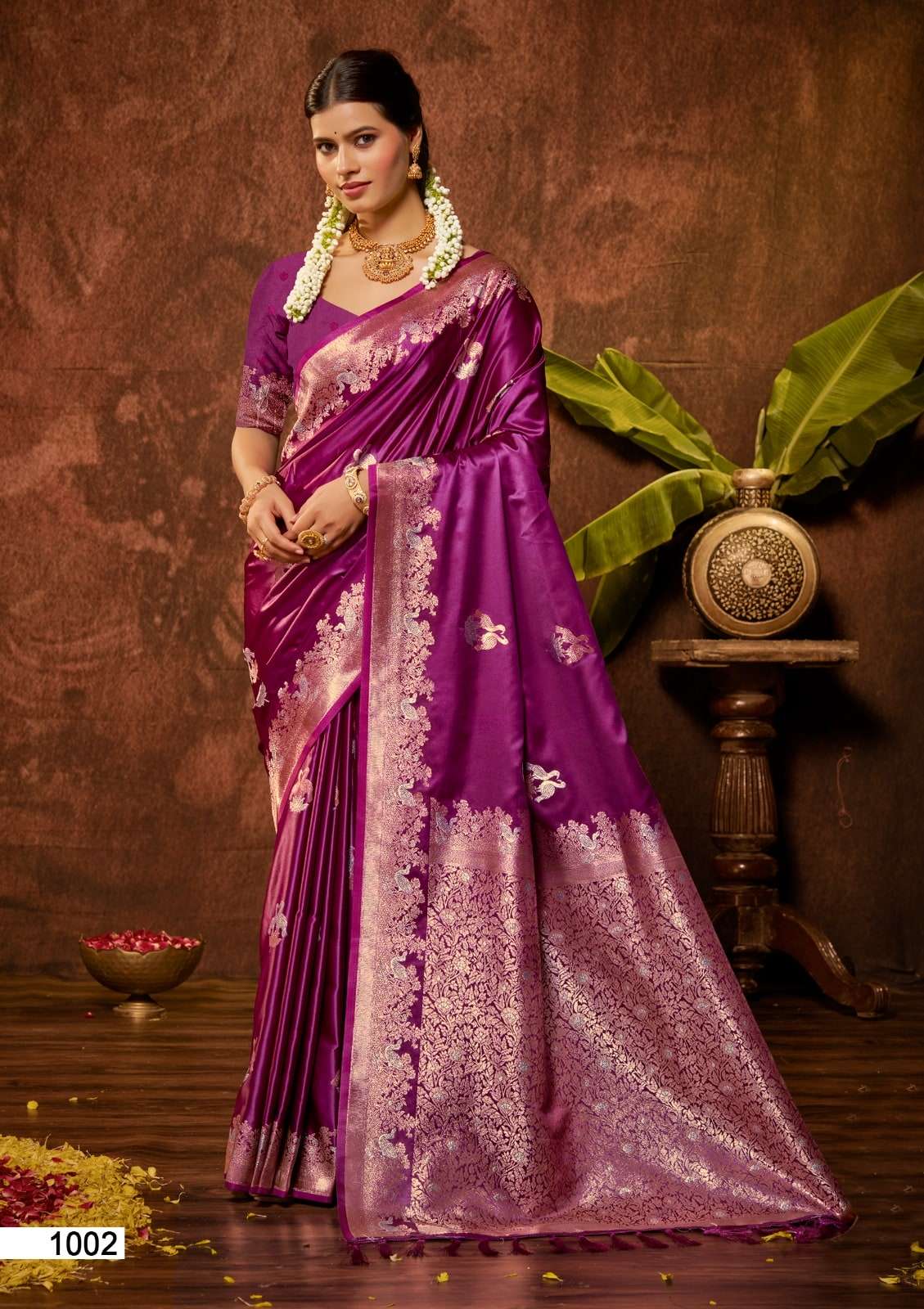 Bunawat Masru Satan Vol-3 Satin Silk Printed Saree Set
