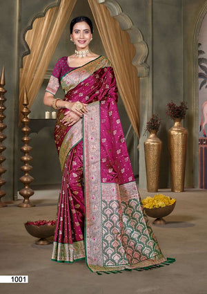 Bunawat Surmai Satan Vol 3 Satin Silk Printed Saree