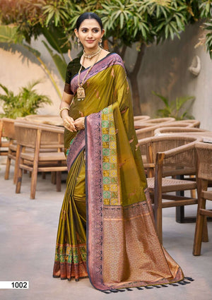 BUNAWAT VRINDAVAN SILK Premium Soft Silk Printed Saree - Amrah Wholesale