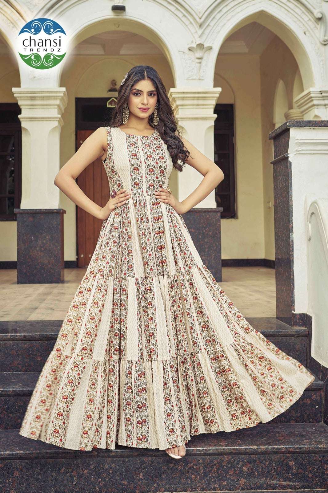 Chansi Trendz Jaladhija Rayon Printed Gown