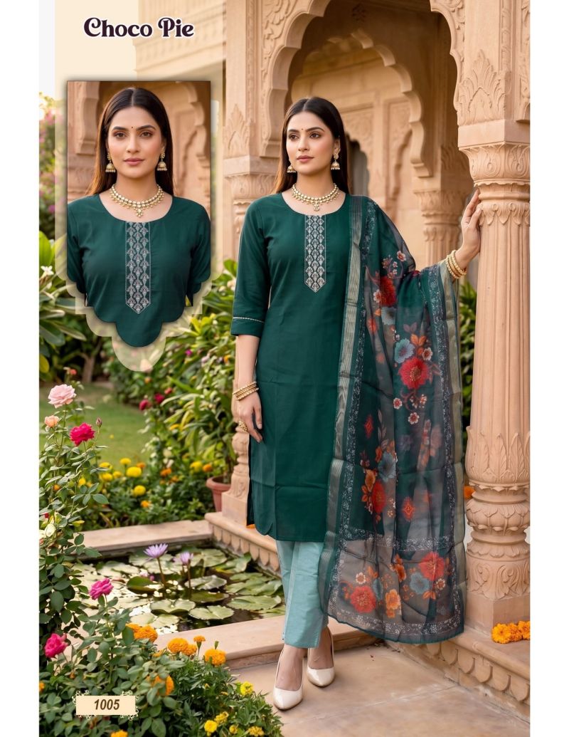 Choco Pie Vol 1 Roman Silk Embroidered Kurti Set