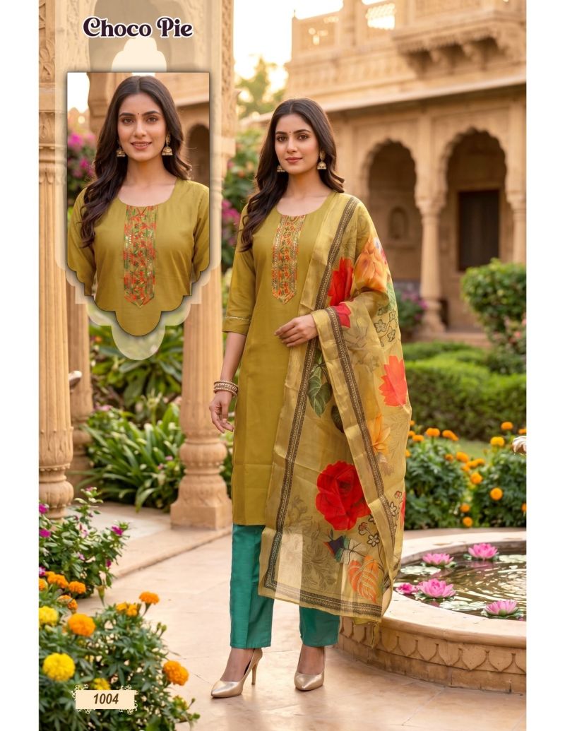 Choco Pie Vol 1 Roman Silk Embroidered Kurti Set