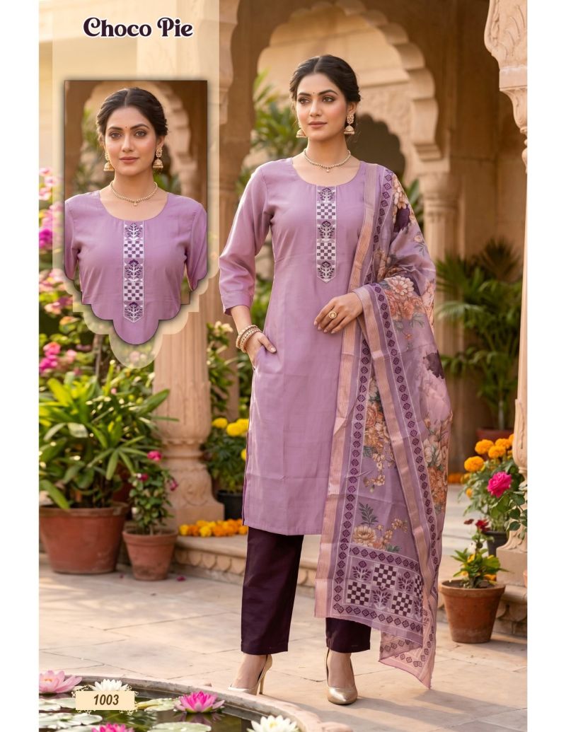 Choco Pie Vol 1 Roman Silk Embroidered Kurti Set
