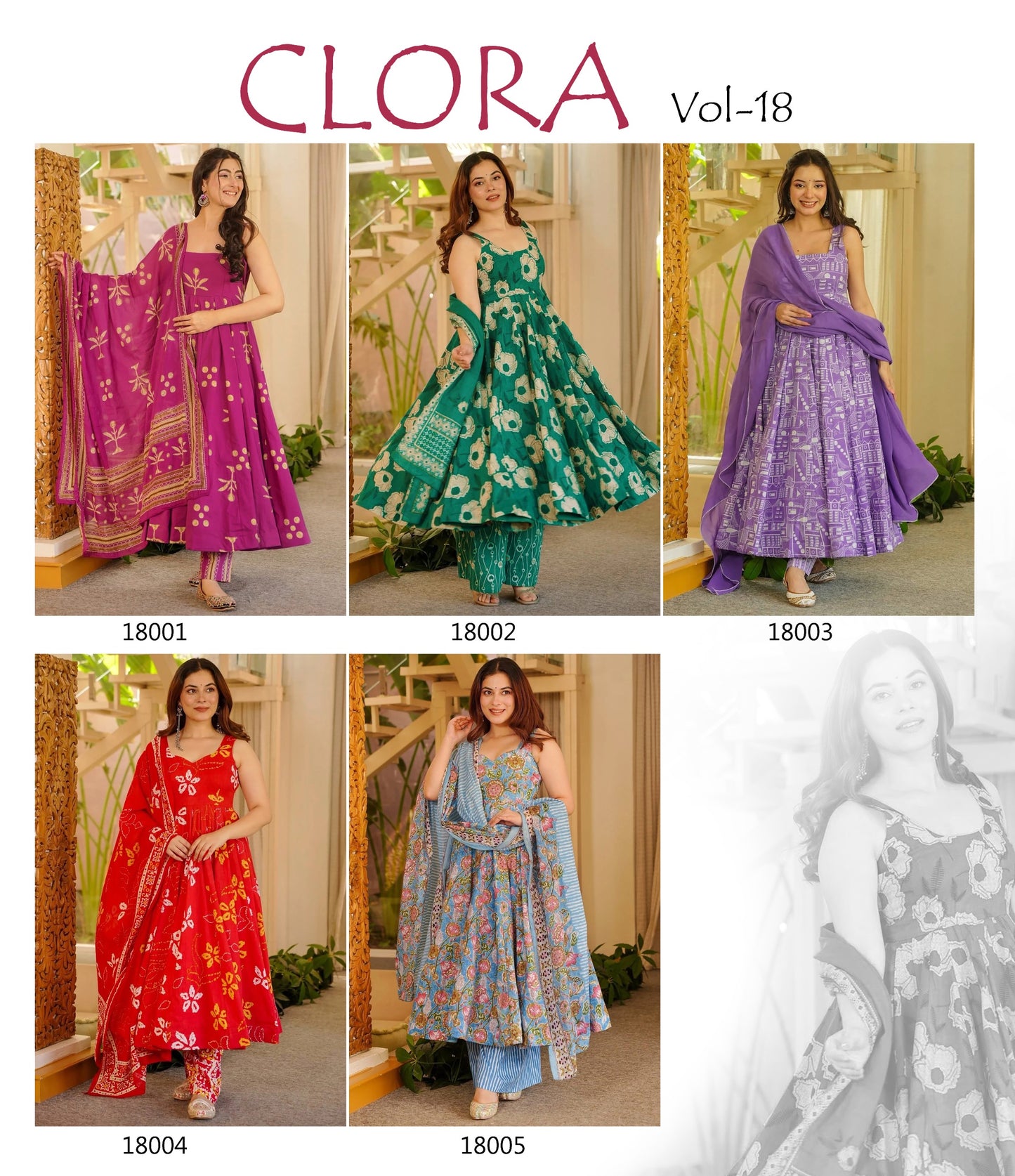 Clora Vol 18 Muslin Digital Printed Kurti Set