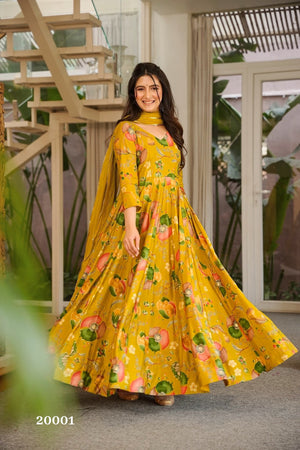 Clora Vol 20 Rayon Digital Printed Gown With Dupatta