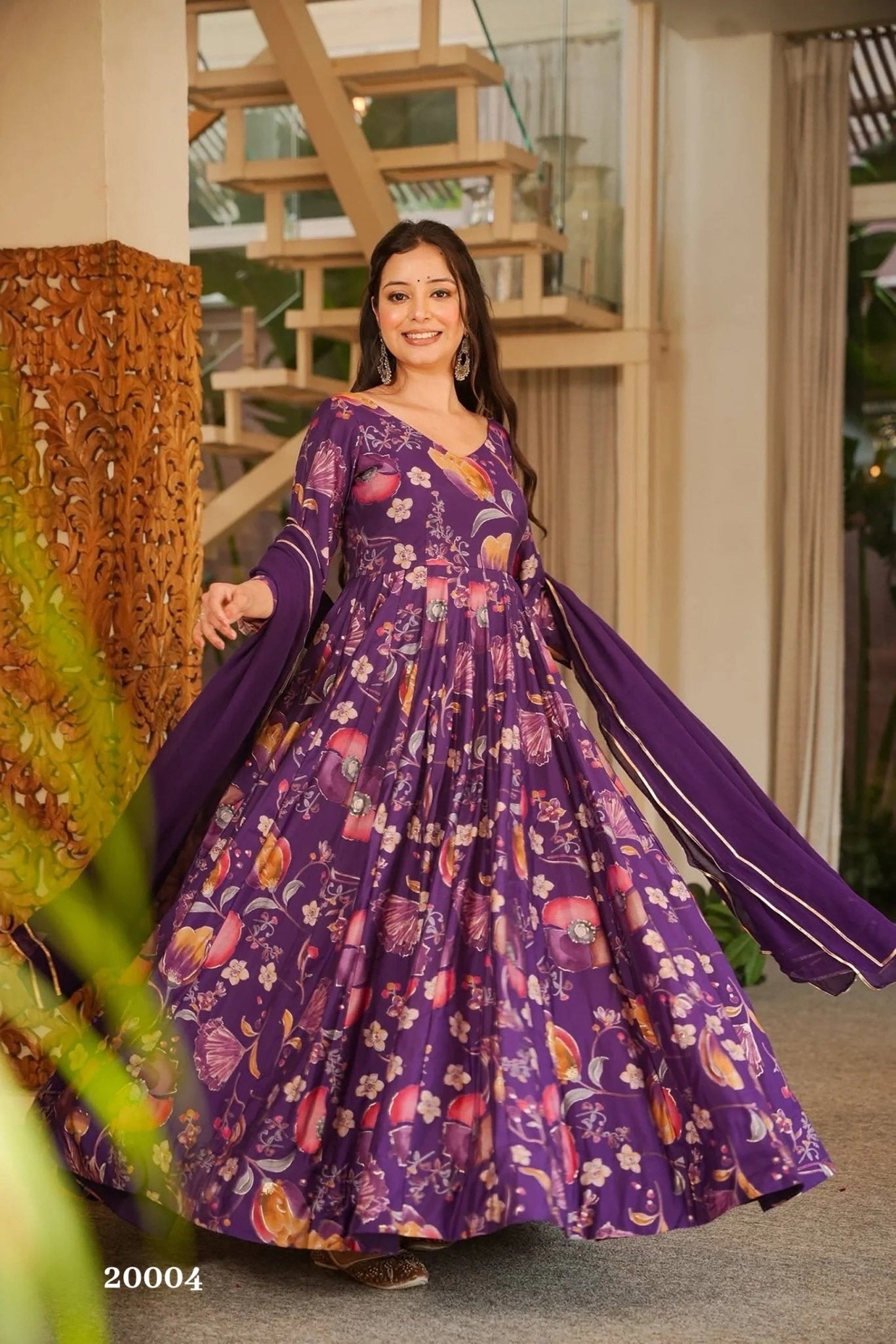 Clora Vol 20 Rayon Digital Printed Gown With Dupatta - Amrah Wholesale