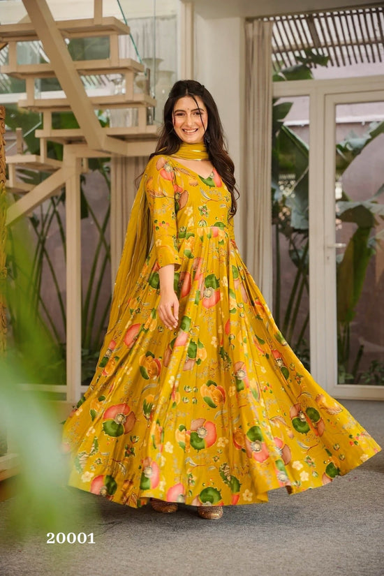 Clora Vol 20 Rayon Digital Printed Gown With Dupatta - Amrah Wholesale
