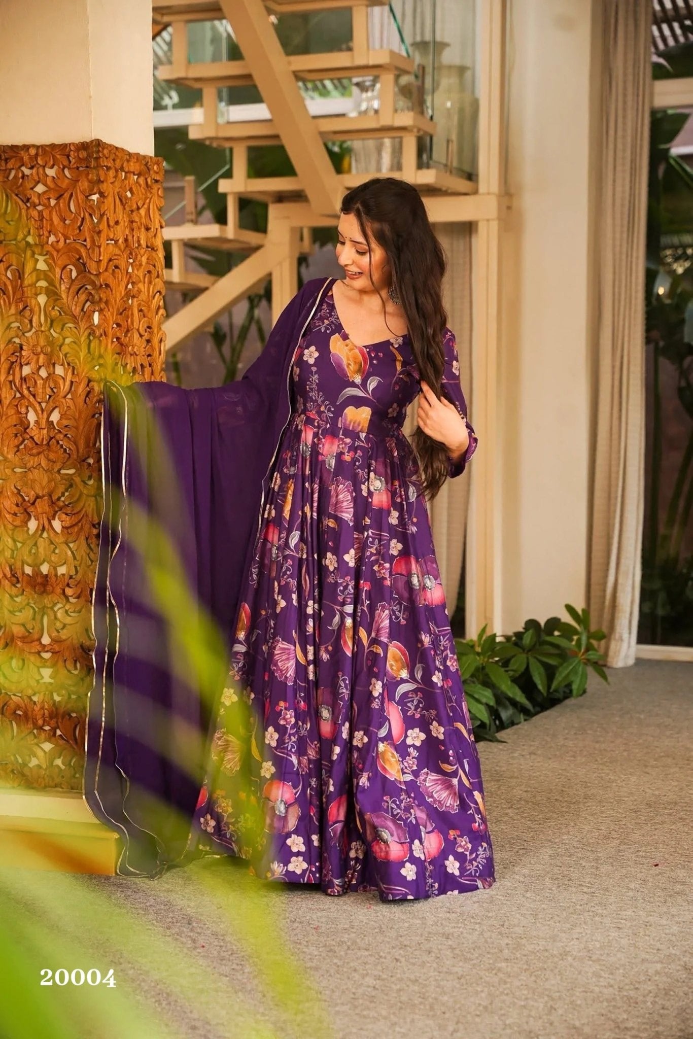 Clora Vol 20 Rayon Digital Printed Gown With Dupatta - Amrah Wholesale