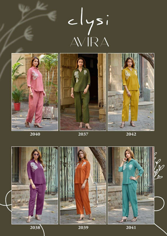 Clysi Avira Viscose Handwork Co Ord Set