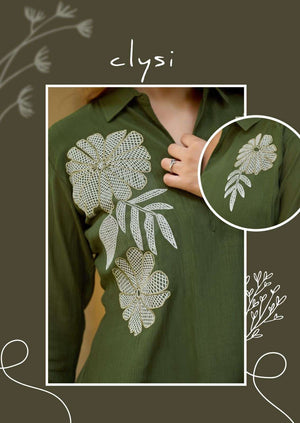Clysi Avira Viscose Handwork Co Ord Set