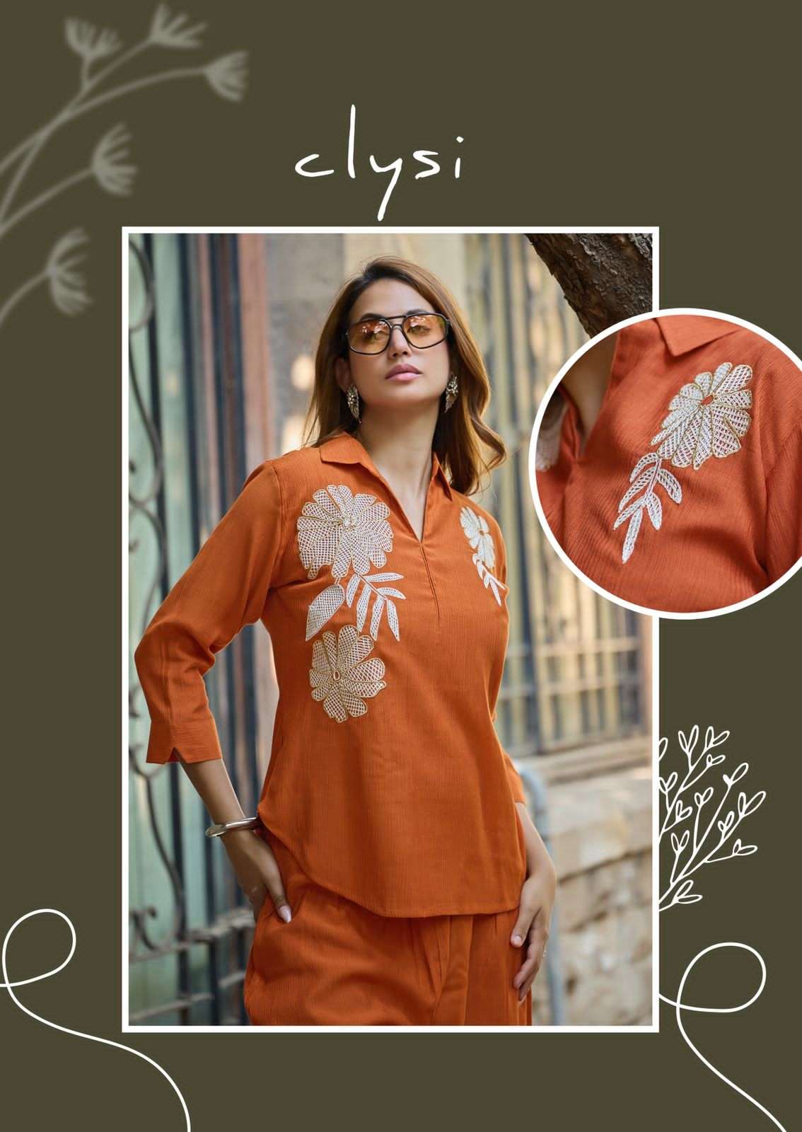 Clysi Avira Viscose Handwork Co Ord Set - Amrah Wholesale