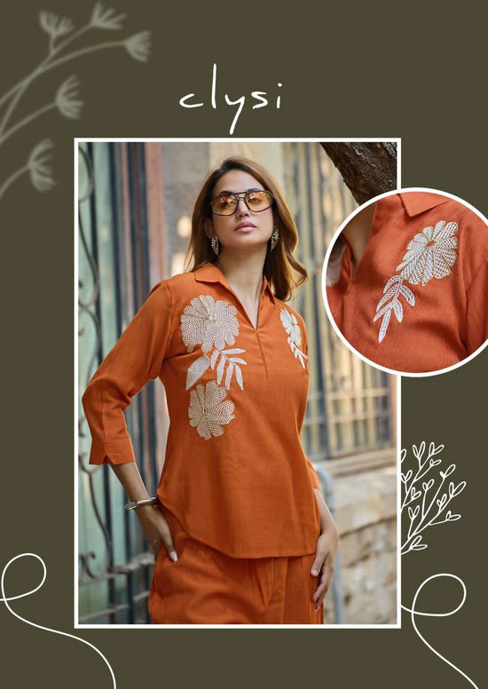 Clysi Avira Viscose Handwork Co Ord Set - Amrah Wholesale