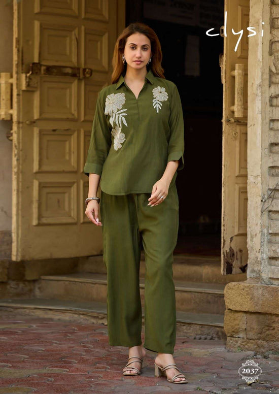 Clysi Avira Viscose Handwork Co Ord Set - Amrah Wholesale