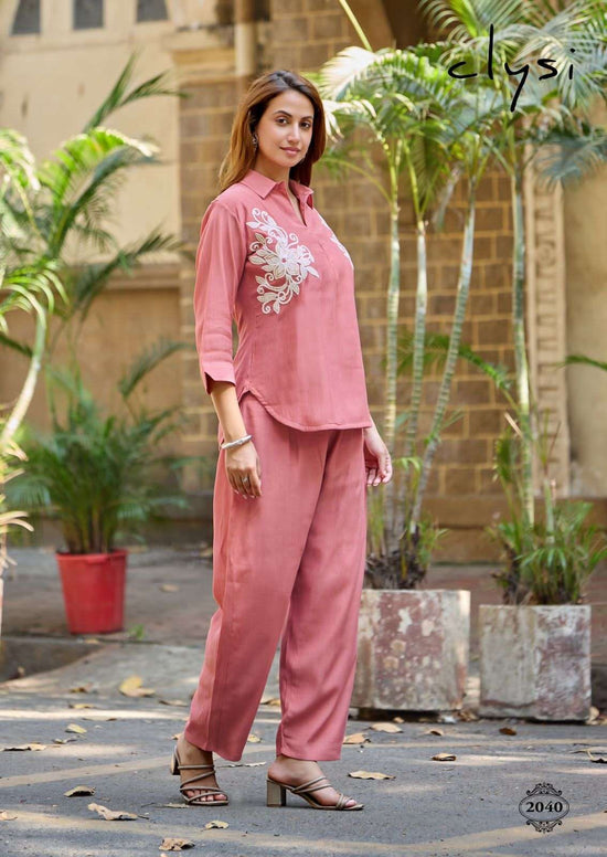 Clysi Avira Viscose Handwork Co Ord Set - Amrah Wholesale