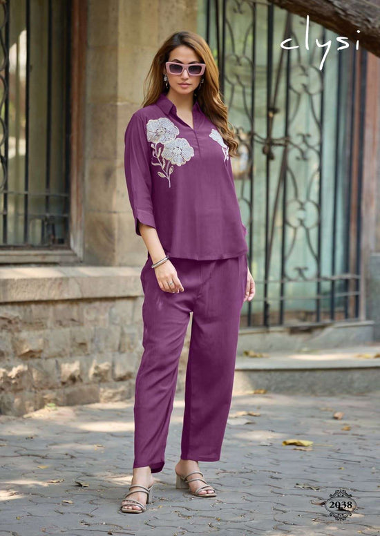 Clysi Avira Viscose Handwork Co Ord Set - Amrah Wholesale