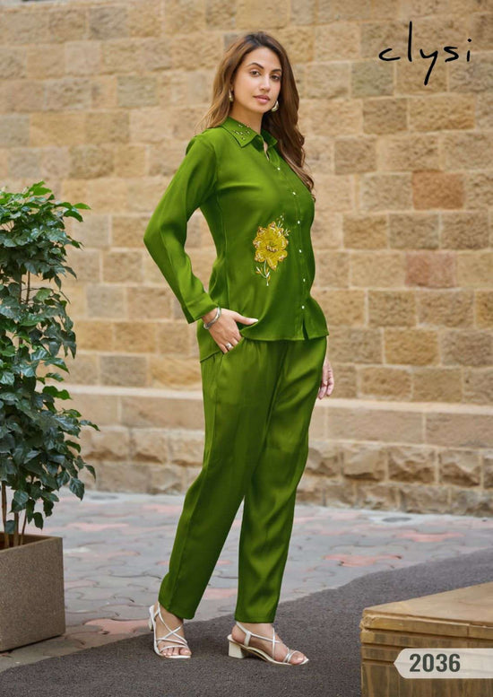 Clysi Zaira Viscose Silk Handwork Co Ord Set - Amrah Wholesale