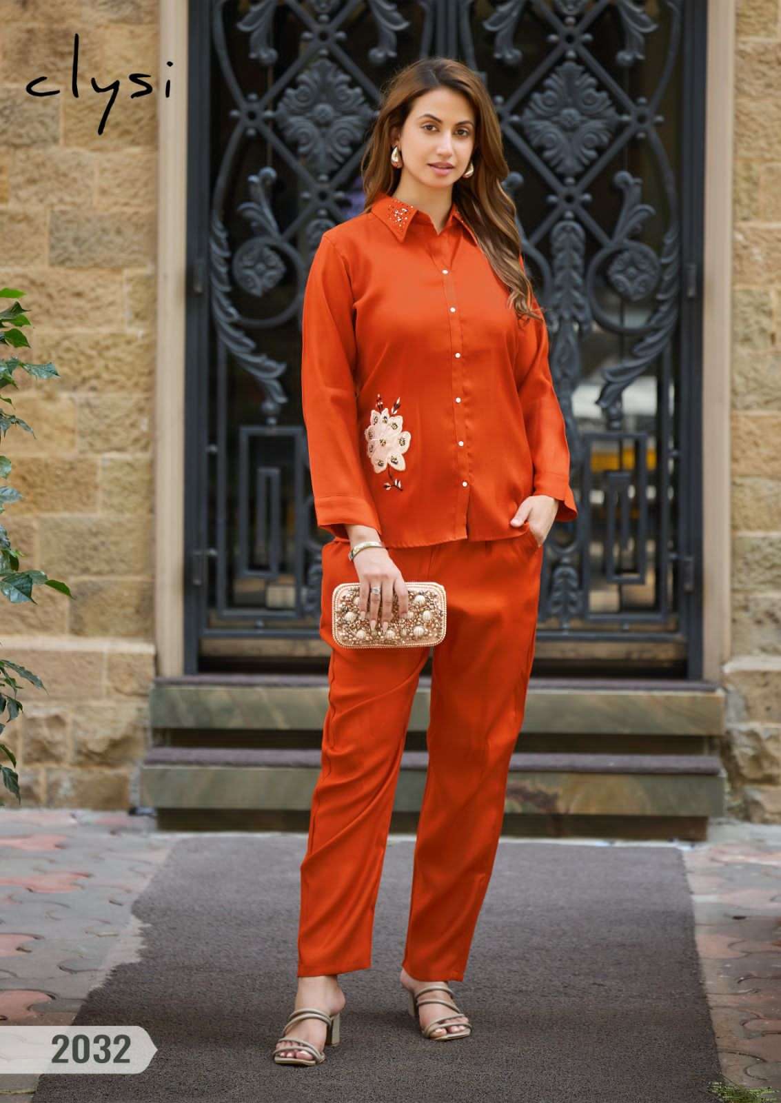 Clysi Zaira Viscose Silk Handwork Co Ord Set - Amrah Wholesale