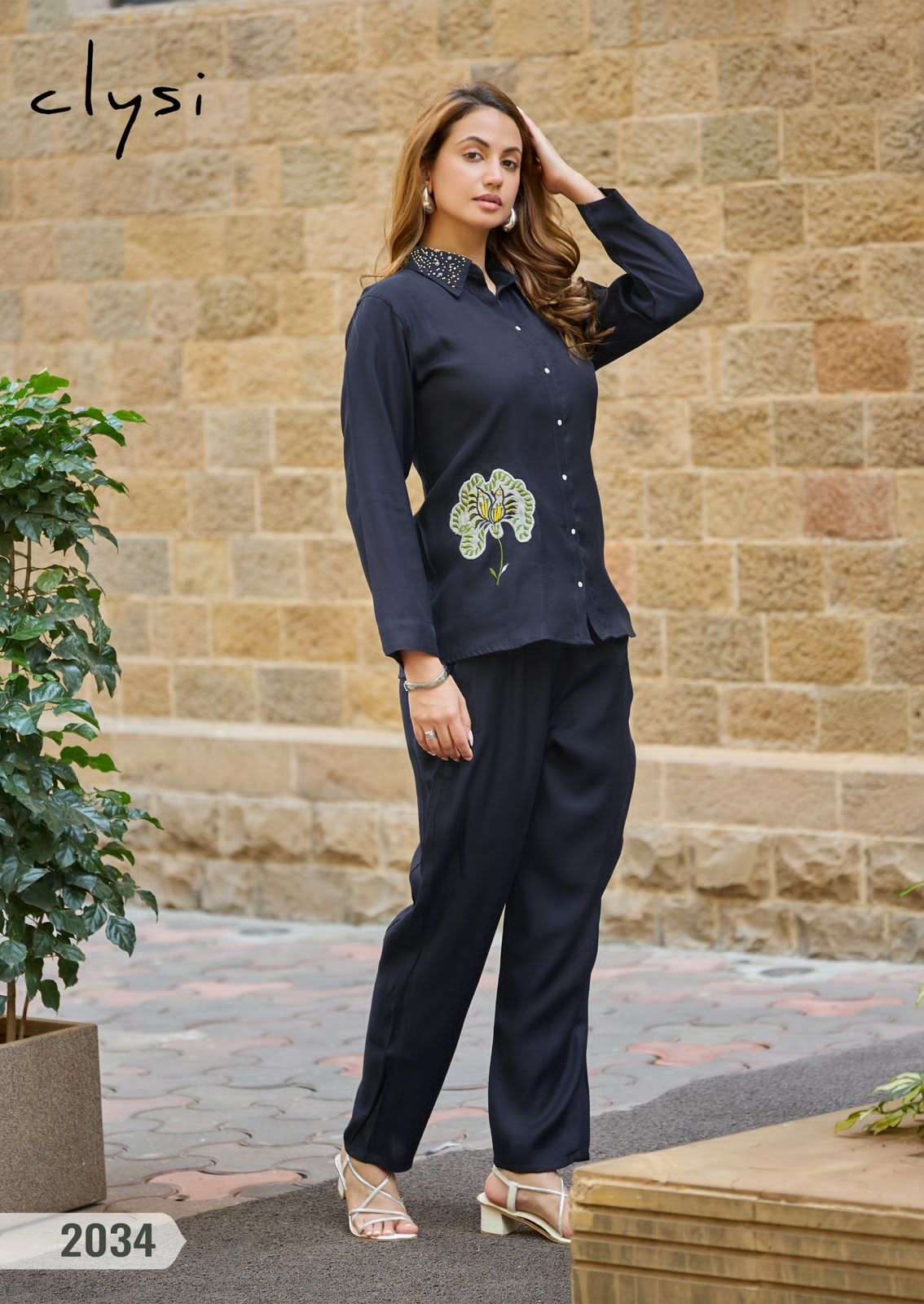 Clysi Zaira Viscose Silk Handwork Co Ord Set - Amrah Wholesale
