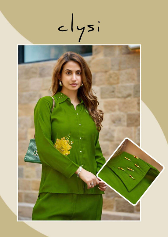 Clysi Zaira Viscose Silk Handwork Co Ord Set - Amrah Wholesale