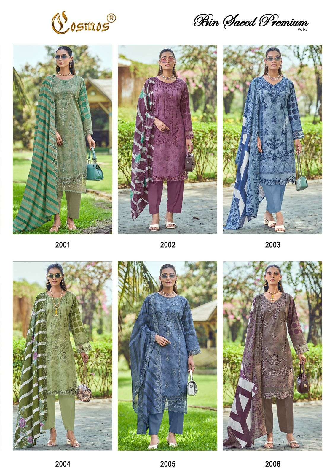 Cosmos Bin Saeed Vol-02 Lawn Cotton Printed Unstitched Pakistani Suit