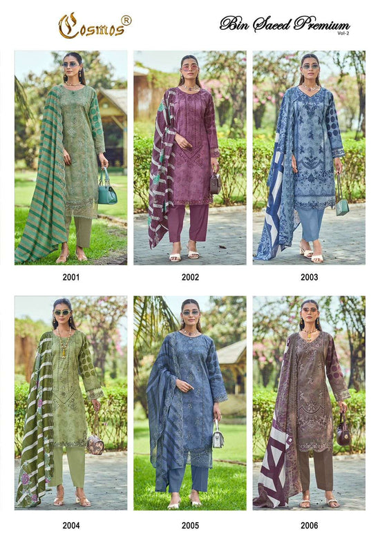 Cosmos Bin Saeed Vol-02 Lawn Cotton Printed Unstitched Pakistani Suit