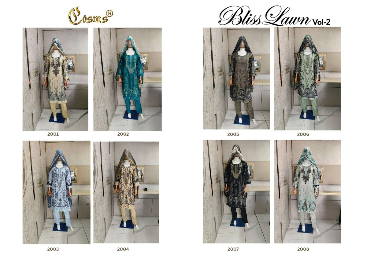 Cosmos Bliss Lawn Vol 2 Pure Lawn Readymade Pakistani Suit Set - Amrah Wholesale