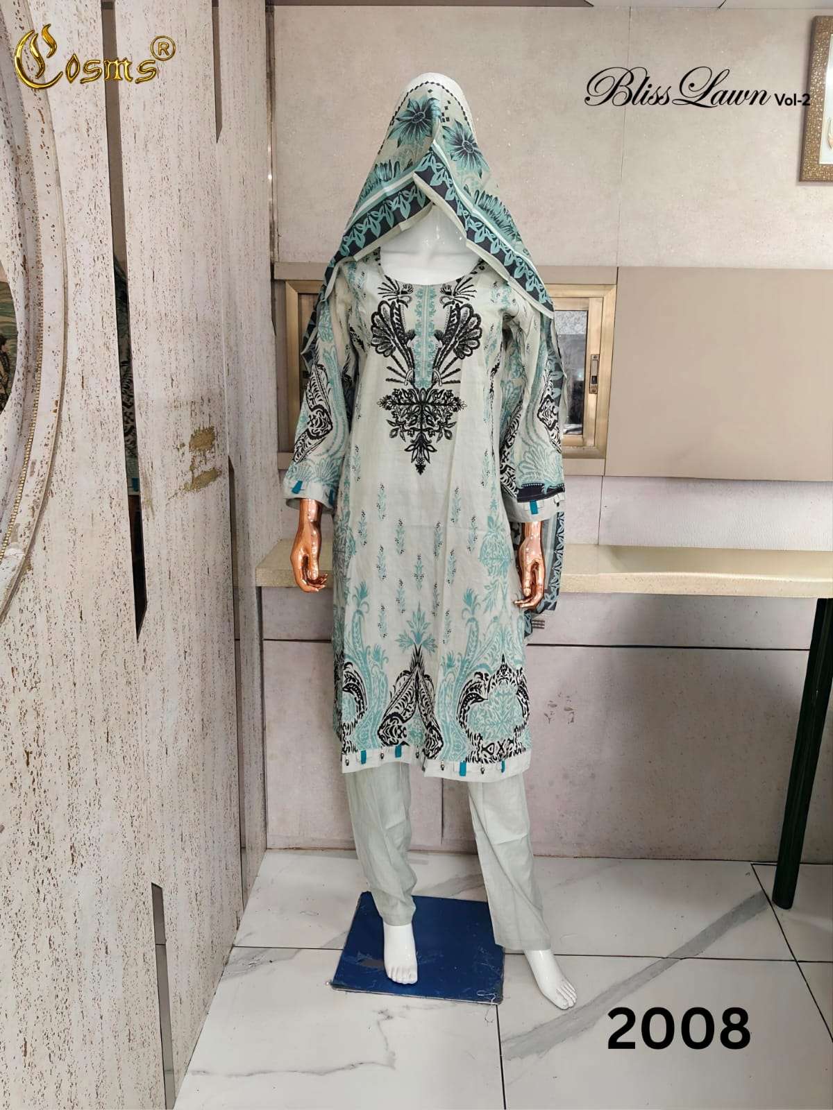 Cosmos Bliss Lawn Vol 2 Pure Lawn Readymade Pakistani Suit Set - Amrah Wholesale
